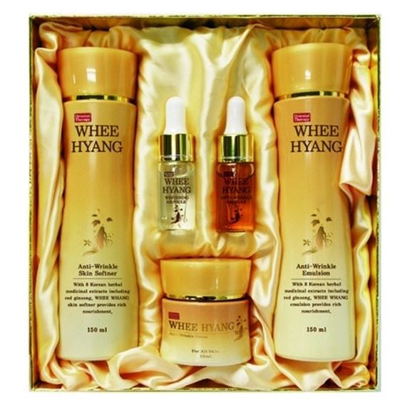 Deoproce Whee Hyang Whee Hyang Anti-Wrinkle & Whitening Skin Care 5 Set Антивозрастной набор для ухода за кожей лица с корнем женьшеня и восточным гербарием 