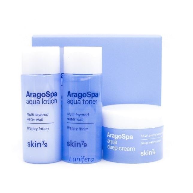 Skin79  Face Care AragoSpa Aqua Travel Kit  Набор дорожный увлажняющих миниатюр с гиалуроновой кислотой - тонер, лосьон, крем