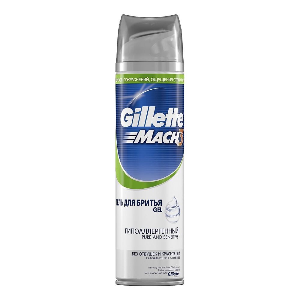 Gillette Средства для бритья Mach3 Pure and Sensitive Гель для бритья гипоаллергенный 