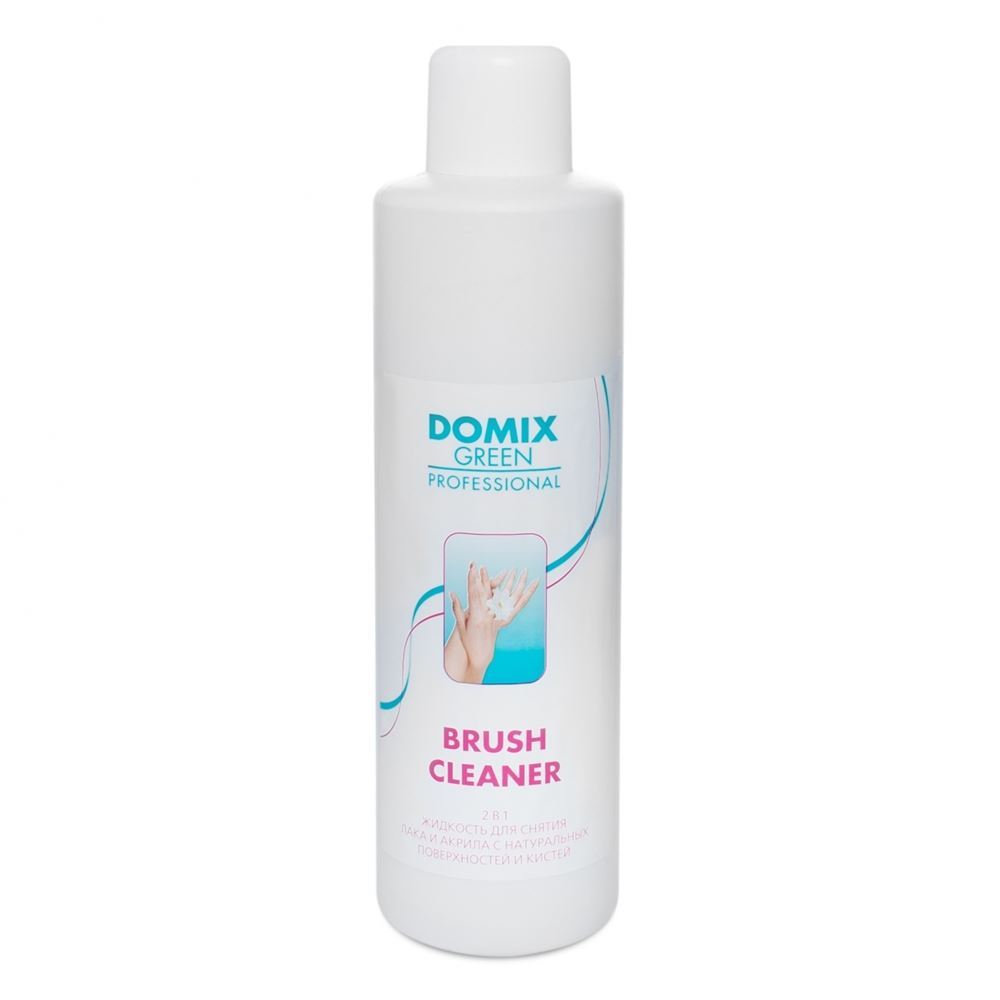 Domix Green Professional Nail Care Brush Cleaner 2 in 1 Жидкость для снятия лака и акрила с натуральных поверхностей и кистей