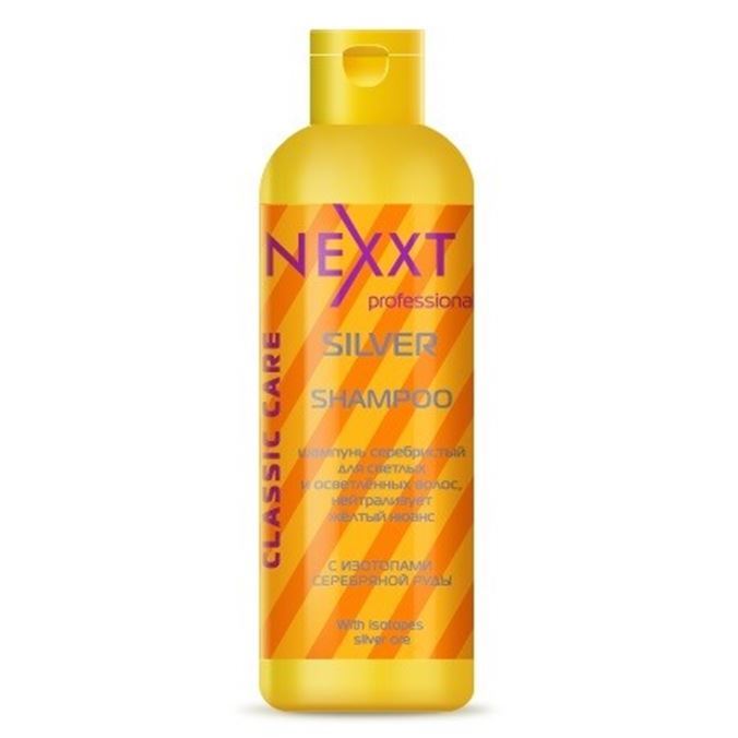 Nexprof (Nexxt Professional) Coloring Hair Silver Shampoo Шампунь серебристый для светлых и осветленных волос, нейтрализует желтый нюанс