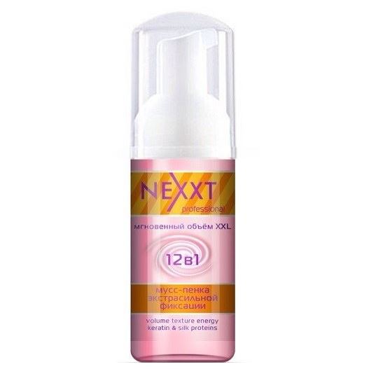 Nexprof (Nexxt Professional) Styling Volume Texture Energy Keratin & Silk Proteins Мусс-пенка экстрасильной фиксации мгновенный объем XXL 12 в 1