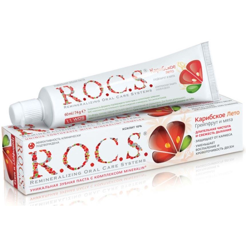 R.O.C.S. Adult Caribbean Summer Grapefruit & Mint Уникальная зубная паста Карибское лето Грейпфрут и мята