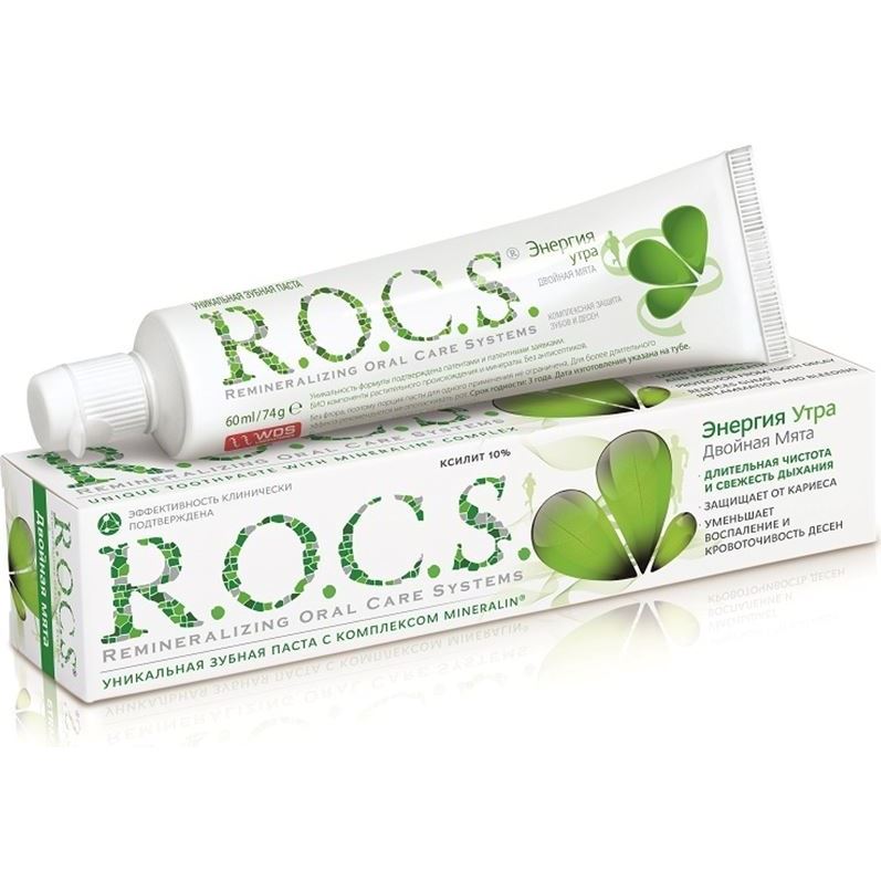 R.O.C.S. Adult Bold Blast Of Double Mint  Уникальная зубная паста Энергия утра Двойная мята