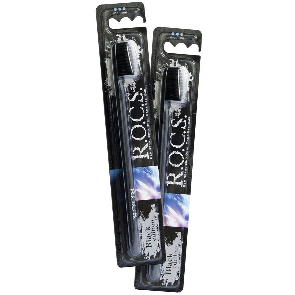 R.O.C.S. Toothbrushes & Dental Floss Black Edition Classic Medium Зубная щетка Black Edition средней жесткости