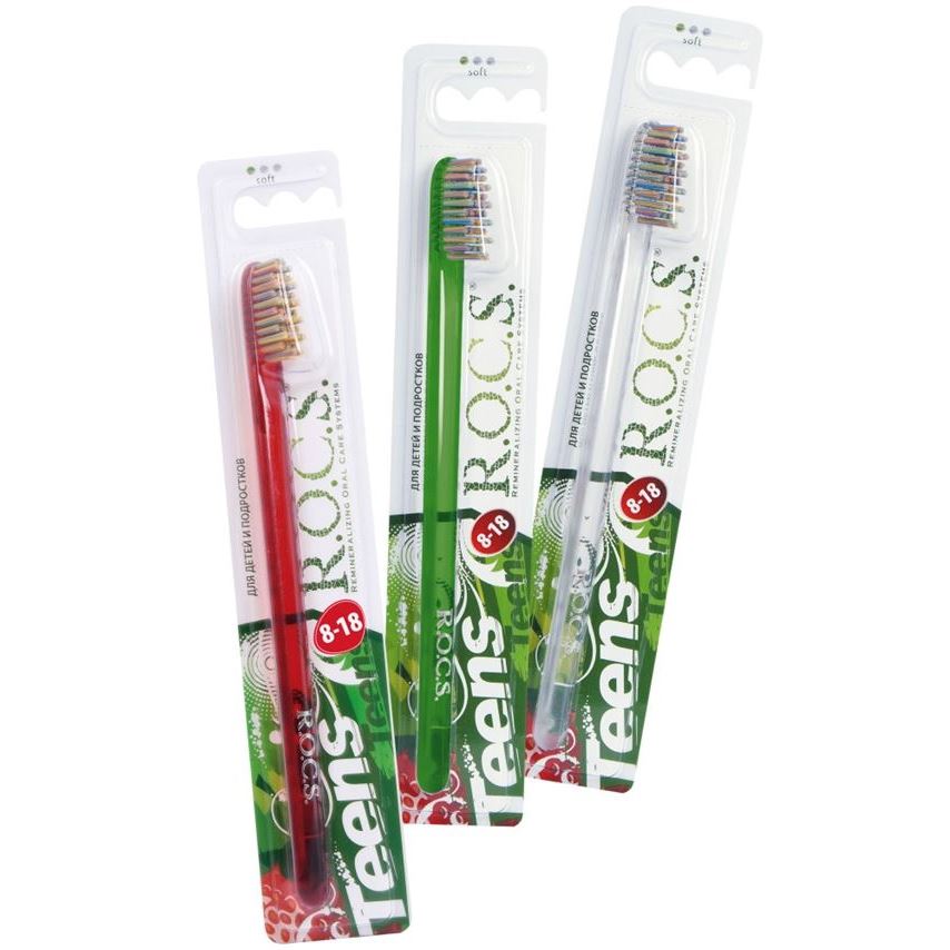 R.O.C.S. Toothbrushes & Dental Floss Teens 8-18 Soft Мягкая зубная щетка для детей и подростков от 8 до 18 лет