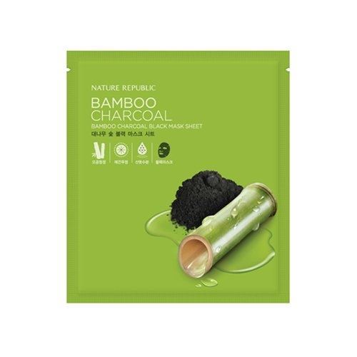 Nature Republic Cleanse Bamboo Charcoal Black Mask Sheet Маска для лица тканевая бамбук и древесный уголь, для очищения пор