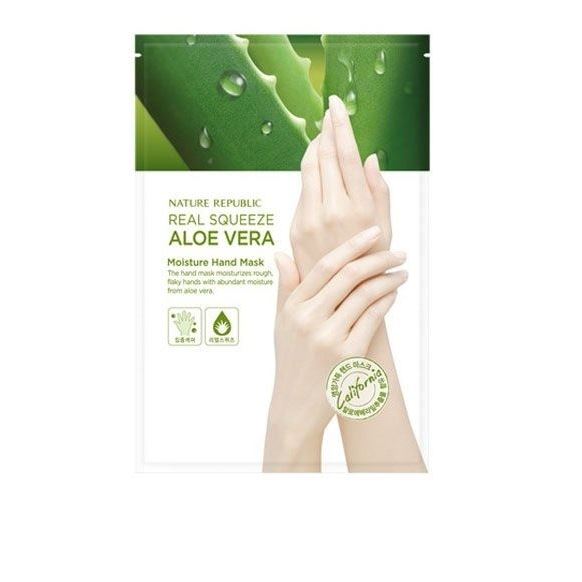 Nature Republic Skin Care Real Squeeze Aloe Vera Moisture Hand Mask  Маска для рук с экстрактом Алоэ