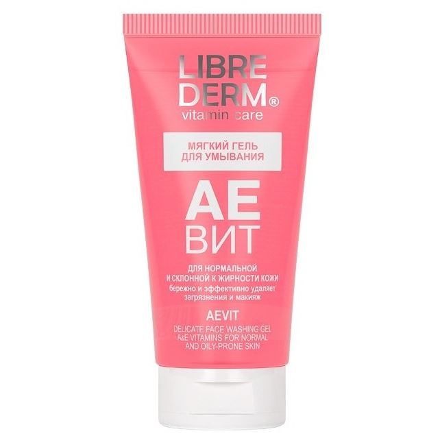 Librederm АЕвит Aevit Delicate Face Washing Gel A & E Vitamins For Normal And Oily-Prone Skin Аевит Мягкий гель для умывания для нормальной и склонной к жирности кожи