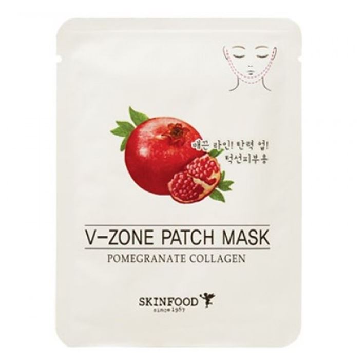 SkinFood Face Care Pomegranate Collagen V-Zone Patch Mask Укрепляющая маска для зоны подбородка с экстрактом граната