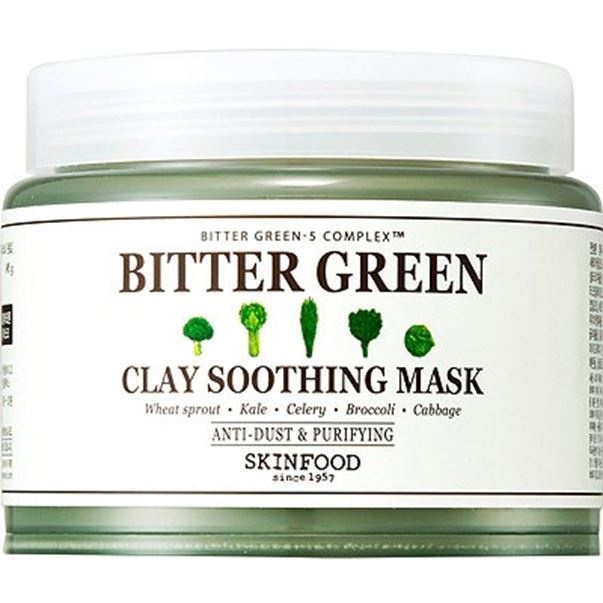 SkinFood Face Care Bitter Green Clay Soothing Mask Успокаивающая детокс-маска для лица с глиной