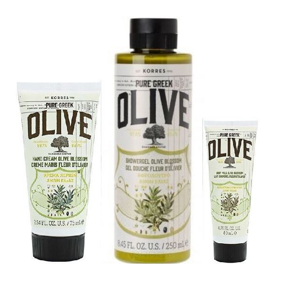 Korres Gift Sets Pure Greek Olive - Olive Blossom Gift Set Набор "Греческая олива" Цветы оливы: крем для рук, гель для душа, молочко для тела