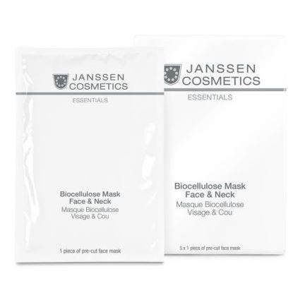 Janssen Cosmetics Professional Care Biocellulose Mask Face & Neck Универсальная интенсивно увлажняющая лифтинг-маска для лица и шеи с голубикой