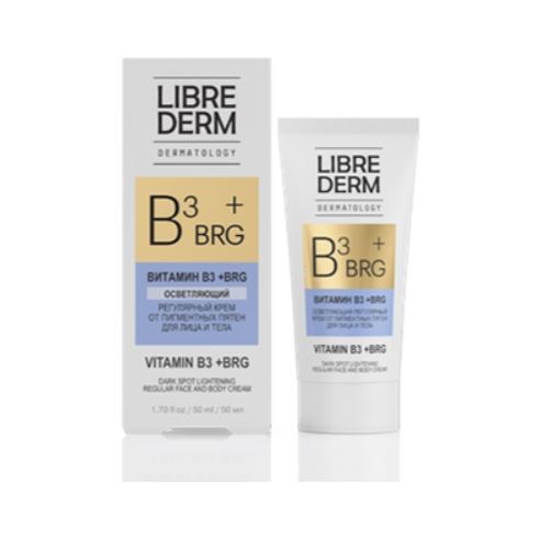 Librederm Уход за кожей лица и тела Vitamin B3 + BRG Cream Крем от пигментных пятен для лица и тела осветляющий регулярный "BRG+ Витамин B3"