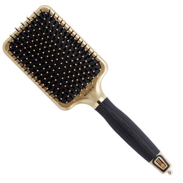 Olivia Garden Щетки и расчески для волос OGBNTGOPDL Ceramic + Ion Nano Thermic Gold Щетка для волос, лимитированный выпуск Щетка для волос широкая с керамическим покрытием, лимитированный выпуск