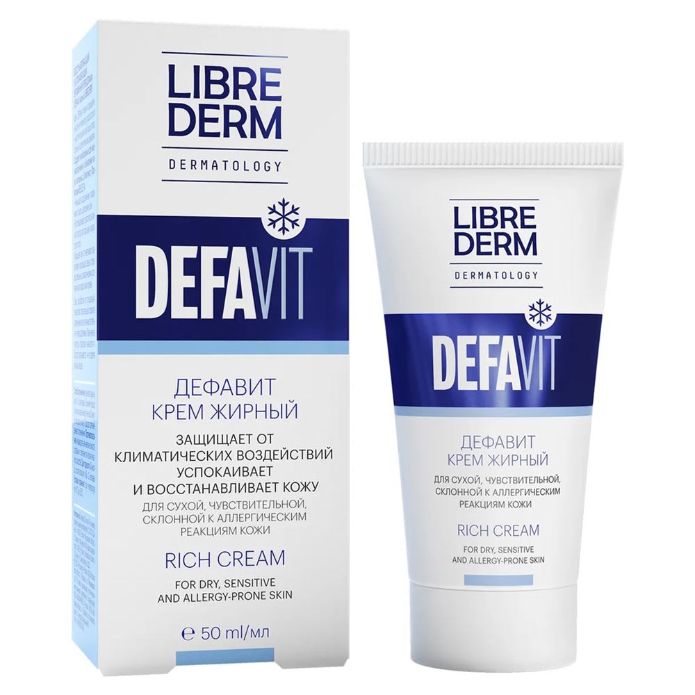 Librederm Уход за кожей лица и тела Defavit Rich Cream Крем для лица жирный витаминный восстанавливающий и успокаивающий
