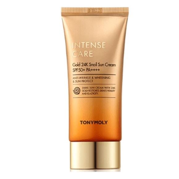 Tony Moly Intense Care Gold 24K Snail Sun Cream SPF50+ PA++++ Антивозрастной солнцезащитный крем для лица