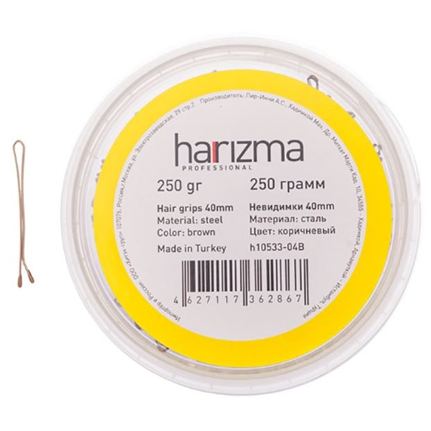 Harizma Professional Аксессуары h10533-04B Невидимки 40 мм прямые коричневые Невидимки 40 мм прямые коричневые 250 г