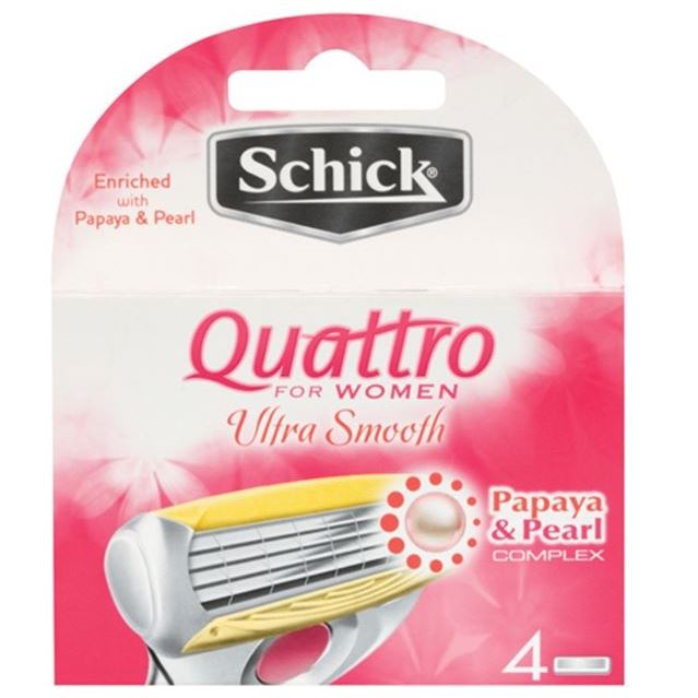 BiC Станки Schick Quattro for Women Ultra Smooth - 4 Сменные кассеты Набор сменных кассет для бритья Schick Quattro for Women Ultra Smooth - 4 шт