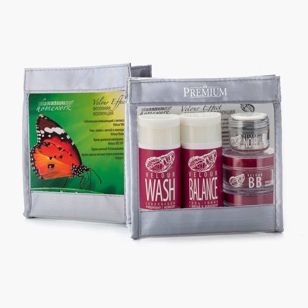 Premium Homework  Набор для женщин Lady's Travel Set (Velour) Набор: себолосьон, гель-тоник, крем дневной, маска ночная, крем ночной