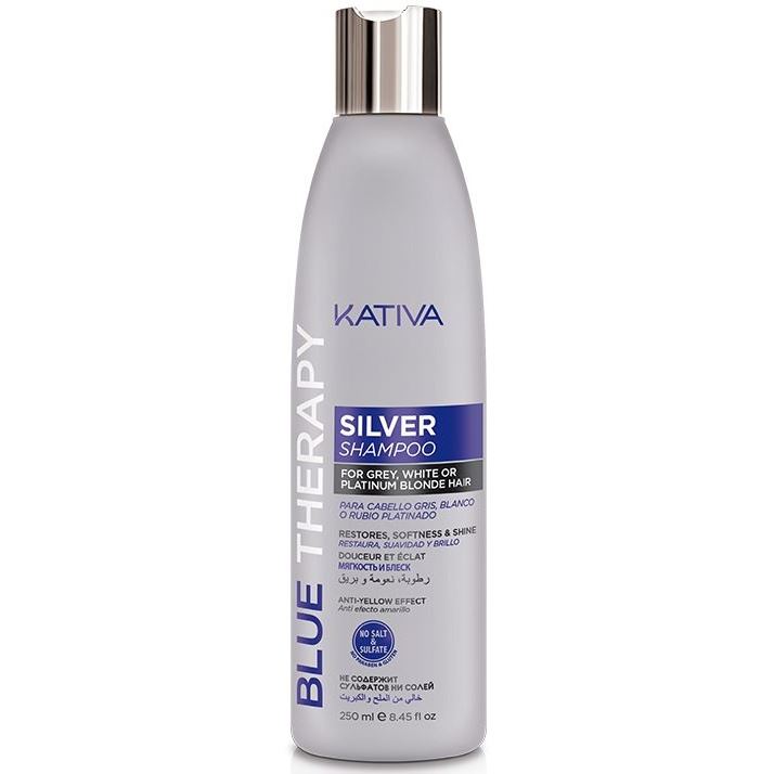 Kativa Blue Therapy Silver Shampoo Серебристый шампунь для нейтрализации желтизны осветленных волос 
