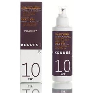 Korres Suncare Walnut & Coconut Suntan Oil Face & Body SPF10 Масло для быстрого загара для лица и тела Грецкий Орех и Кокосовое Масло SPF10