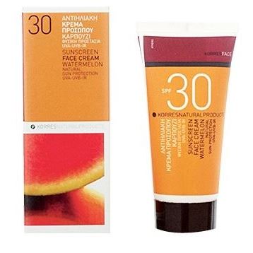 Korres Suncare Watermelon Sunscreen Face Cream SPF 30 Солнцезащитный крем для лица Арбуз SPF30