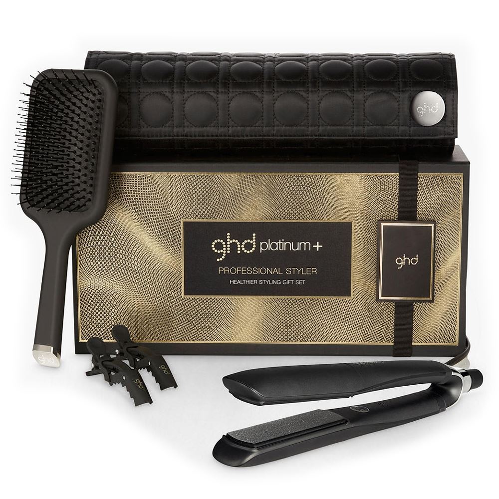 GHD Стайлеры Platinum + Styler Set Подарочный набор: стайлер для укладки волос, термостойкая сумка, плоская щетка, зажимы