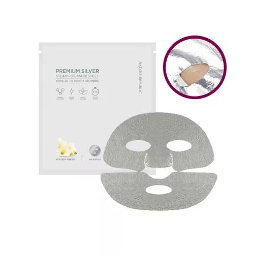 Nature Republic Skin Care Premium Silver Steam Foil Mask Sheet  Маска-фольга для лица с экстрактом белых цветов