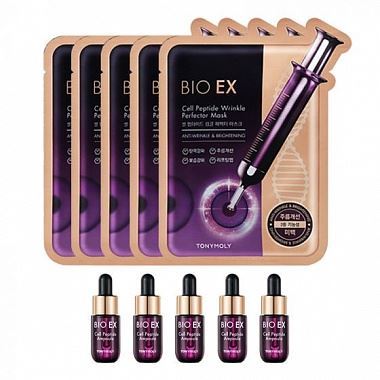 Tony Moly Face Care Bio Ex Cell Peptid Wrincle Perfector Mask & Ampoule Kit  Набор