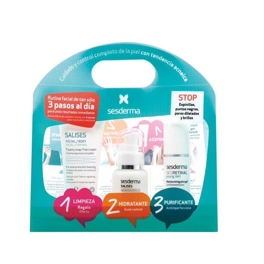 Sesderma Acnises Salises Antiacne Pack Salises Tratamiento completo Набор "Анти Акне": крем, крем-гель, гель интенсивный