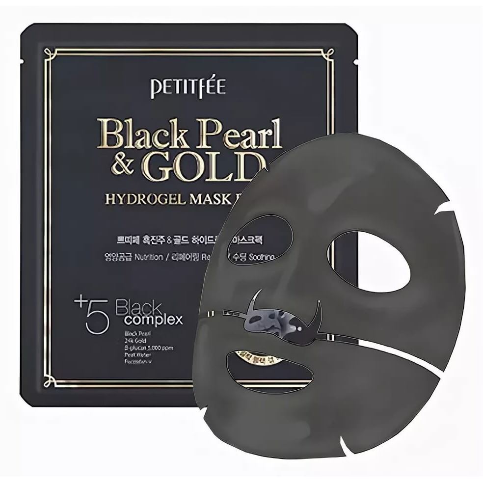 Petitfee Face Care Black Pearl Gold Hydrogel Mask Pack Маска для лица гидрогелевая с золотом и черным жемчугом