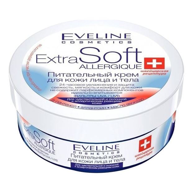 Eveline Body Care Extra Soft Allergique Питательный крем для лица и тела Питательный крем для кожи лица и тела, для чувствительной и склонной к аллергическим реакциям кожи
