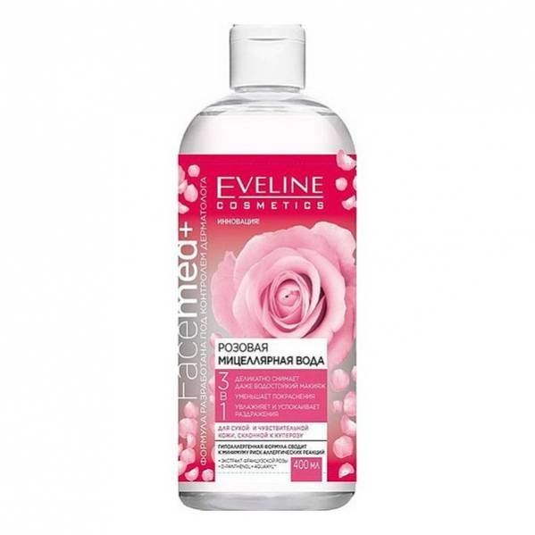 Eveline Face Care Facemed+ Мицеллярная вода 3 в 1 Розовая Розовая Мицеллярная вода 3 в 1 для сухой и чувствительной кожи