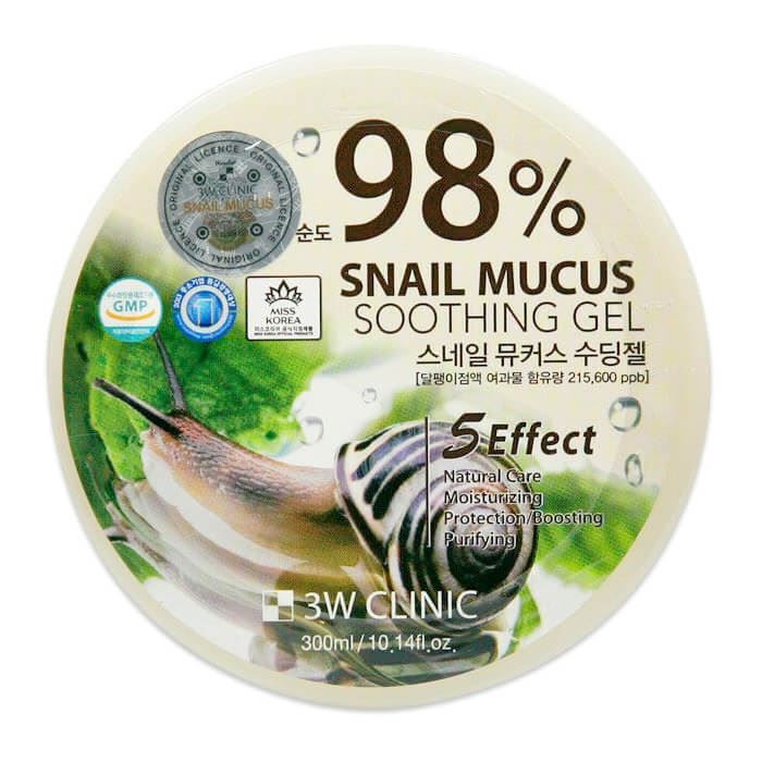 3W Clinic Face Care Snail Mucus Soothing Gel 98% Универсальный гель с улиточным муцином