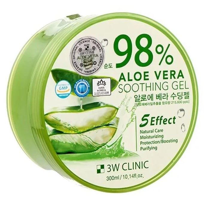 3W Clinic Face Care Aloe Vera Soothing Gel 98% Универсальный увлажняющий гель с Алоэ Вера