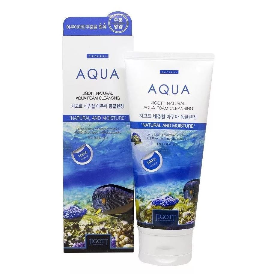 Jigott Cleansing Natural Aqua Foam Cleansing  Пенка для умывания с аквамарином