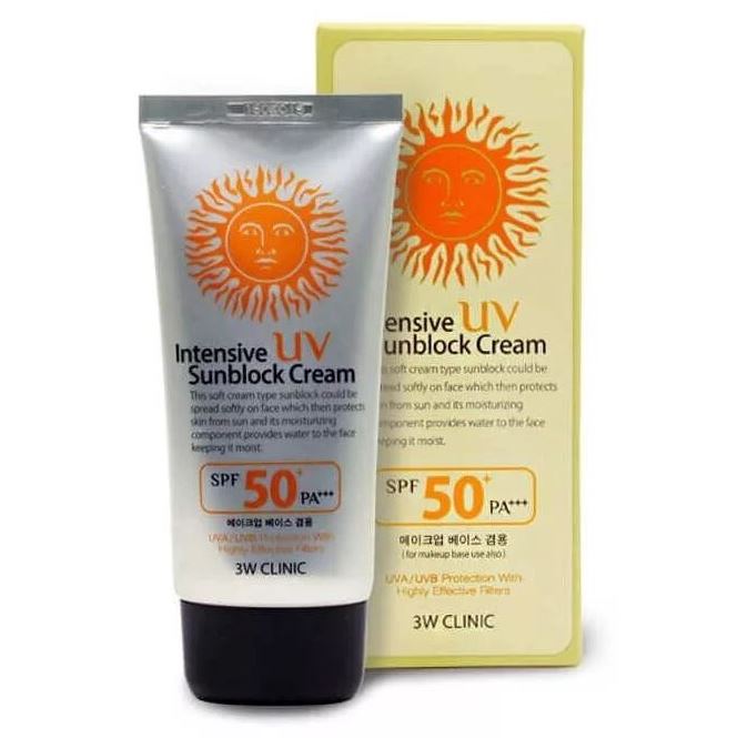 3W Clinic Sun Care Intensive UV Sunblock Cream SPF50+ PA+++ Интенсивный солнцезащитный крем для лица