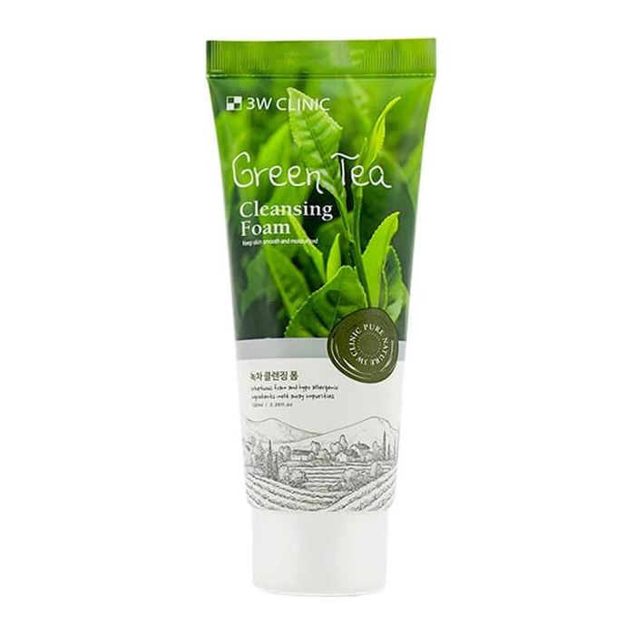 3W Clinic Cleansing Green Tea Foam Cleansing Пенка для умывания с экстрактом зеленого чая для улучшения тона лица