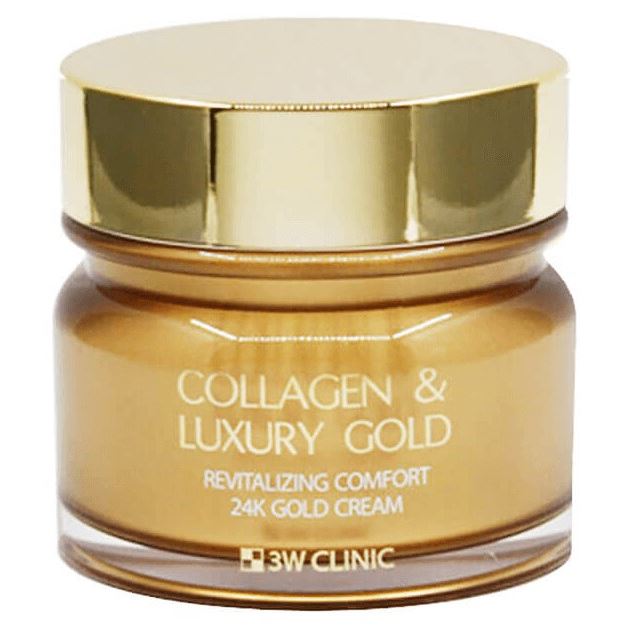 3W Clinic Anti-Age Collagen & Luxury Gold Revitalizing Comfort 24K Gold Cream Омолаживающий крем для лица с коллагеном и коллоидным золотом
