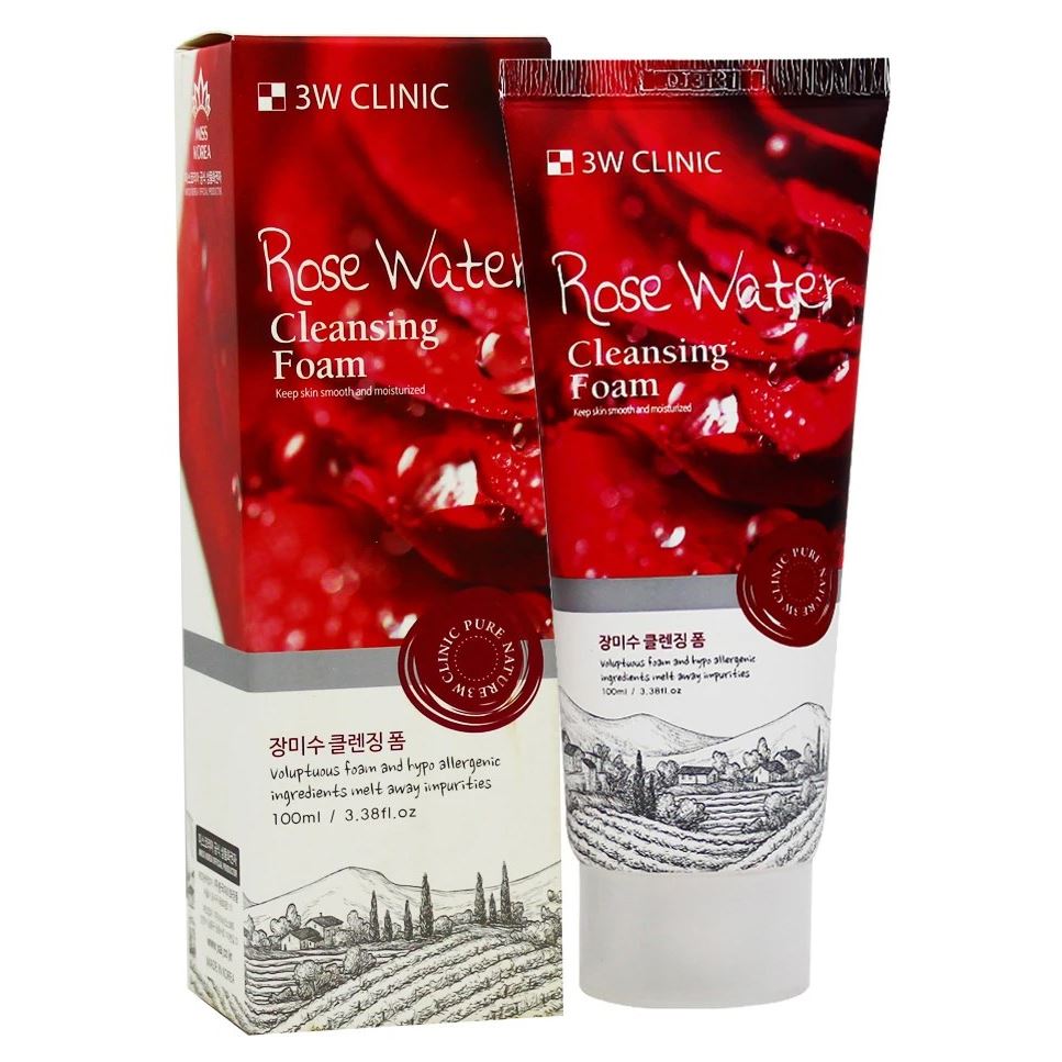 3W Clinic Cleansing Rose Water Cleansing Foam Увлажняющая пенка с розовой водой