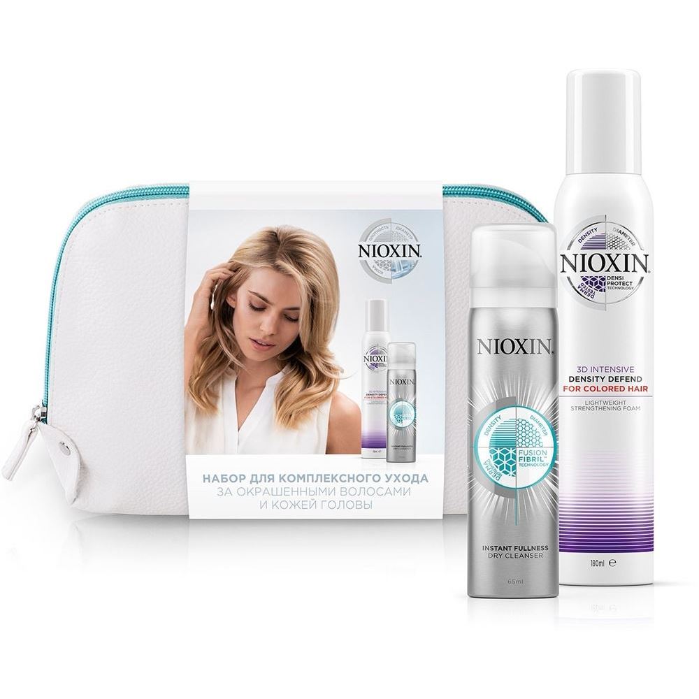 Nioxin Intensive Care Набор для комплексного ухода Kit  Подарочный набор в косметичке: мусс для защиты цвета и плотности окрашенных волос, сухой шампунь