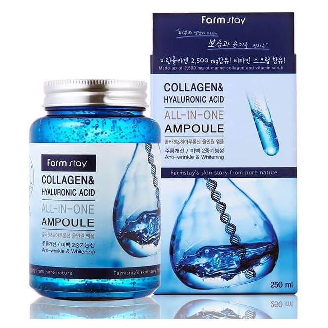 FarmStay Skin Care Collagen & Hyaluronic Acid All-in-One Ampoule Многофункциональная сыворотка с коллагеном и гиалуроновой кислотой