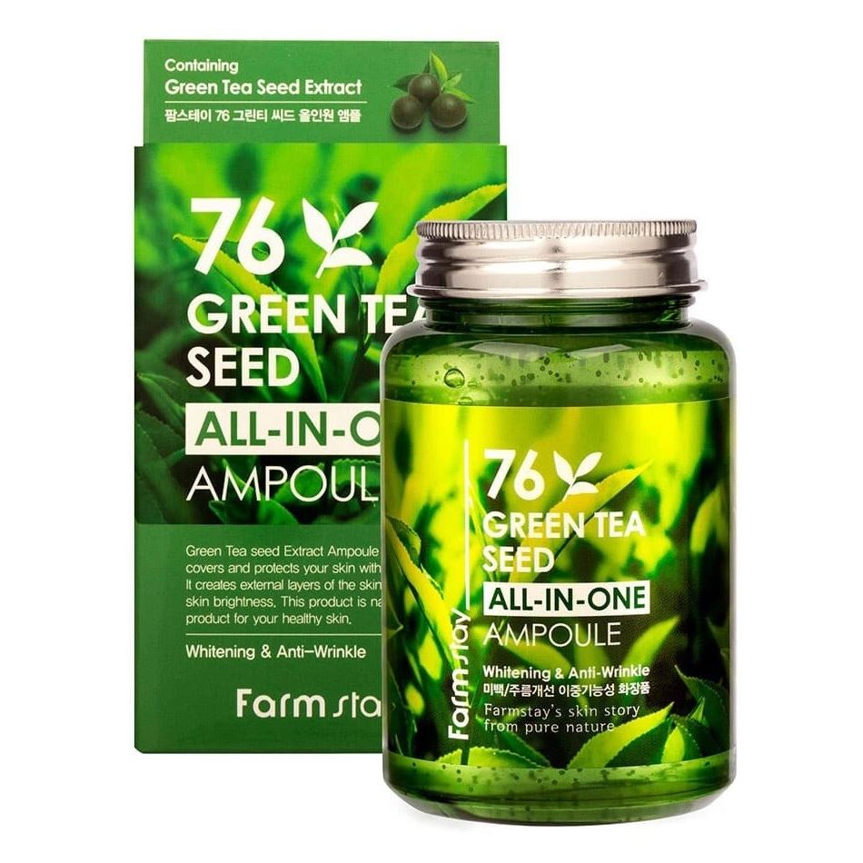 FarmStay Skin Care 76 Green Tea Seed All-In-One Ampoule Многофункциональная сыворотка с семенами зеленого чая