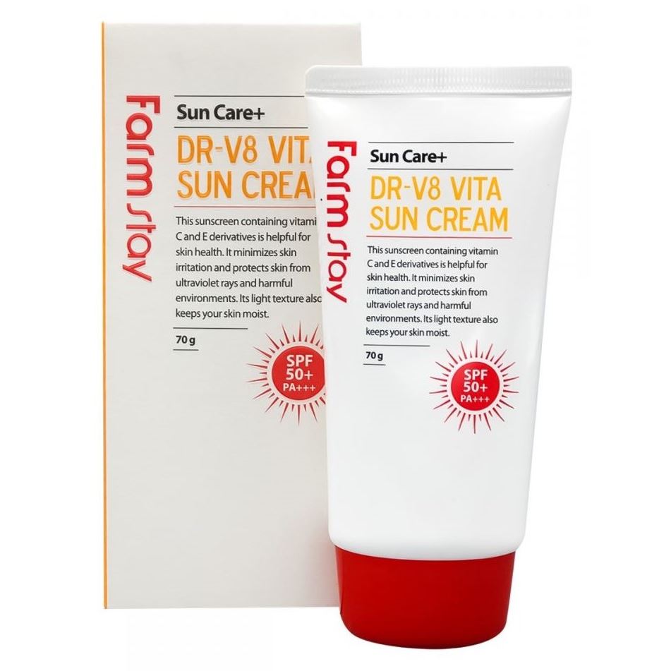 FarmStay Sun Care DR-V8 Vita Sun Cream SPF50+ PA+++ Солнцезащитный крем для лица с витаминным комплексом