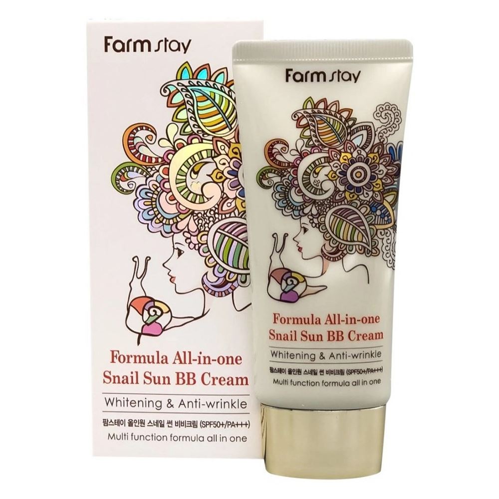 FarmStay Make Up All-In One Snail Sun BB Cream SPF50+ PA+++ Улиточный солнцезащитный ВВ-крем