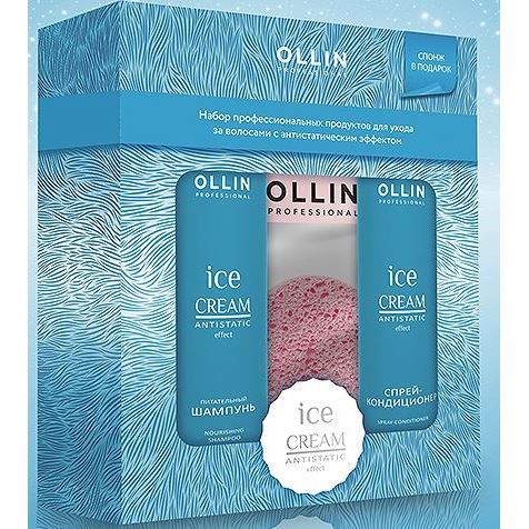 Ollin Professional Ice Cream Ice Cream 2 Set Набор: шампунь, спрей-кондиционер, спонж