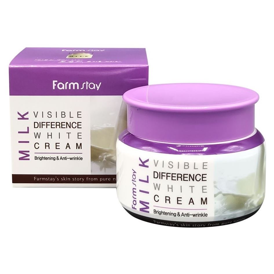 FarmStay Skin Care Milk Visible Difference White Cream Крем для лица увлажняющий с пртеинами молока 