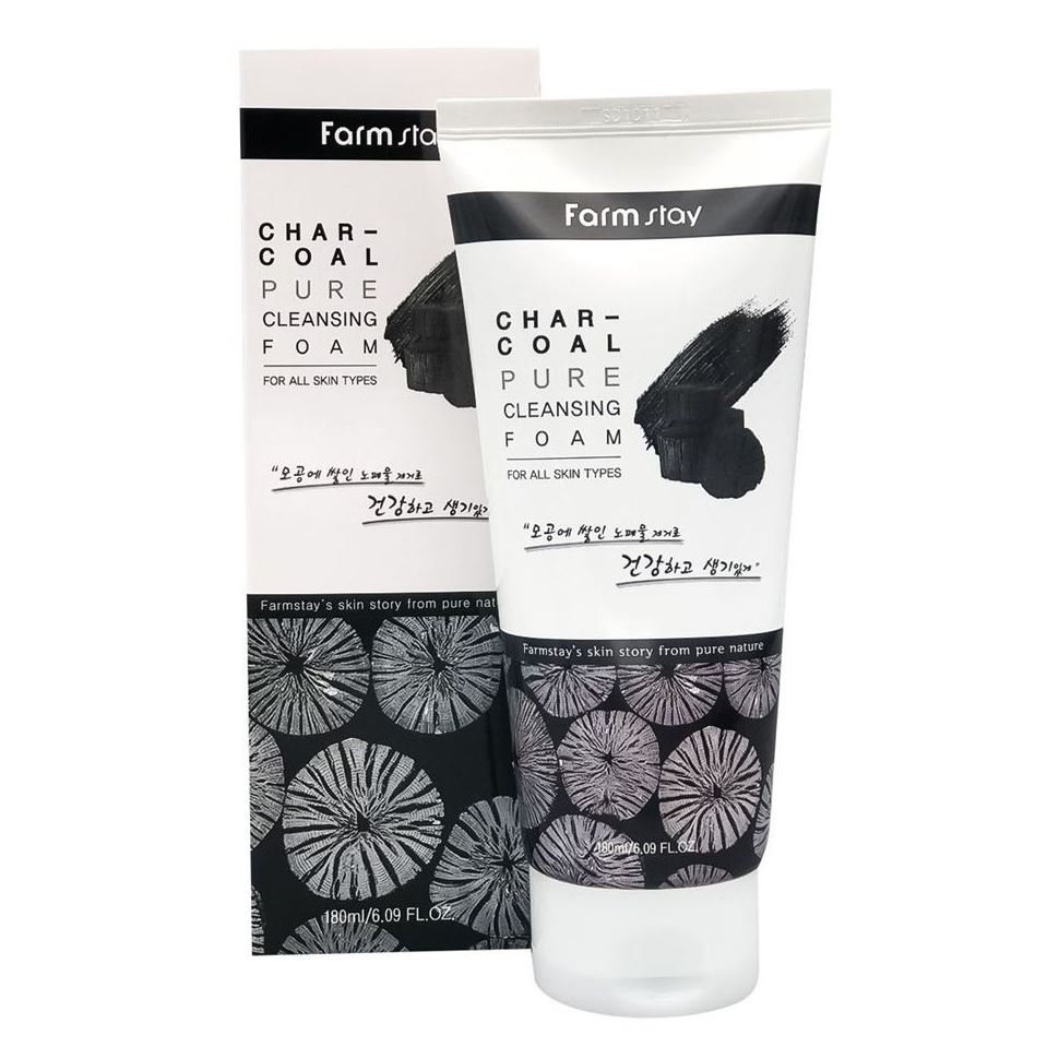 FarmStay Cleansing Charcoal Pure Cleansing Foam Пенка для умывания и глубокой очистки пор с углем
