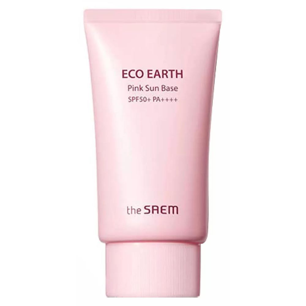 The Saem Eco Earth Pink Sun Base SPF50+ PA++++ Крем-база с каламиновой пудрой